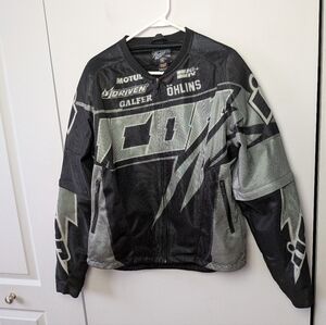 ICON Riding Jacket Men Size Small Black And Gray Elbow And Shoulder Pads